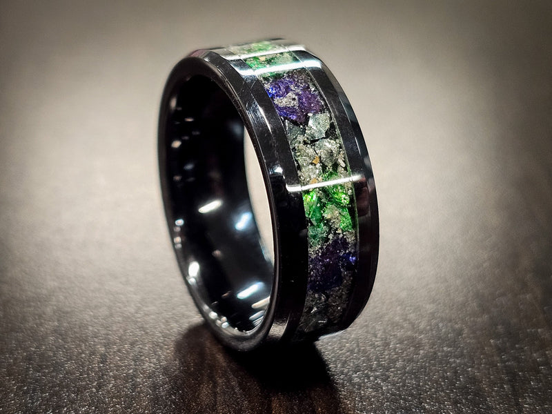 cremation ring granite grey, indigo, emerald green